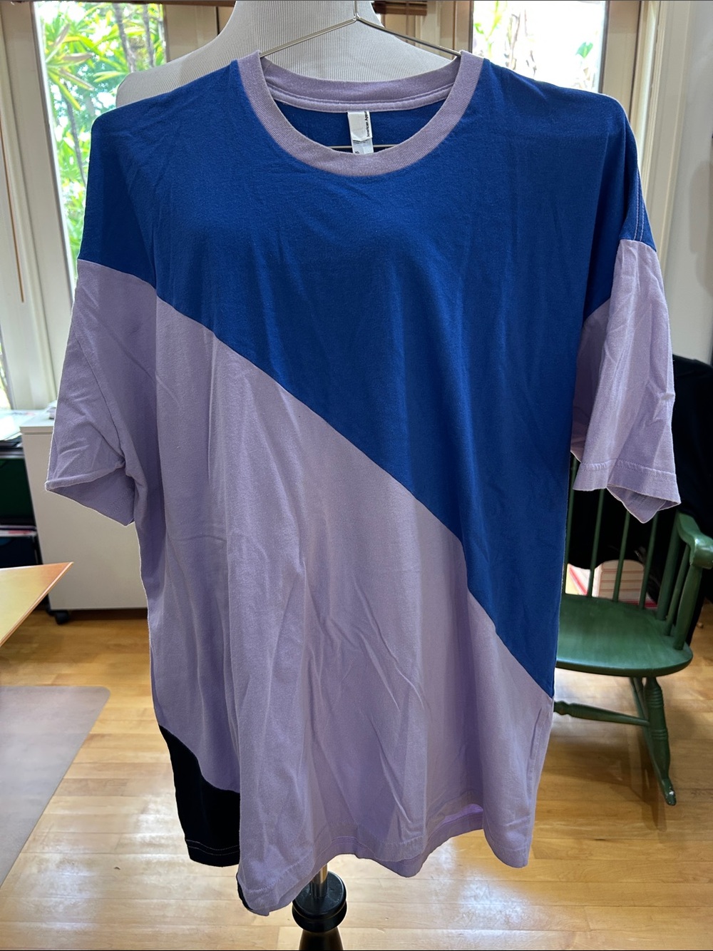 American Apparel Colorblock Short Sleeve Tee in Blue and Lavender